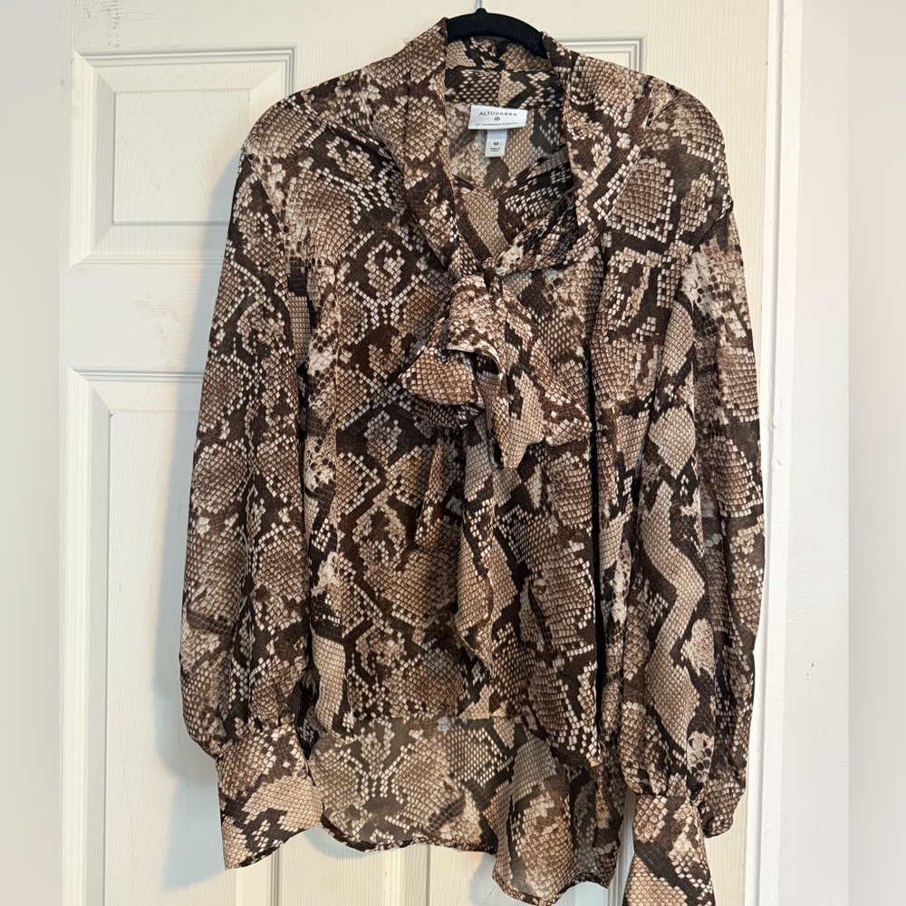 Altuzarra Tan and Brown Snake Print Blouse